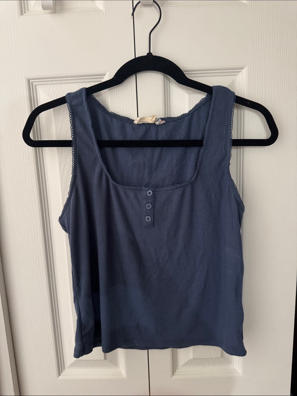 Pink Republic Dusty Blue Scoop Neck Ribbed Tank